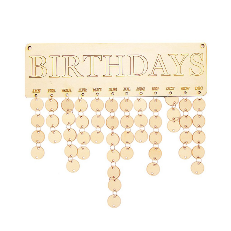 Placa colgante con letras de cumpleaños, tablero de madera, recordatorio de cumpleaños, calendario DIY, regalo para decoración de fiesta en casa, A50