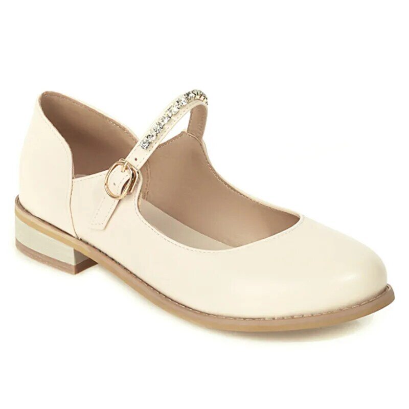 26 야드-43 야드 낮은 굽 라인 석 신발 끈 캐주얼 편안한 복고풍 스타일 새로운 사계절 메리 제인 여성 신발