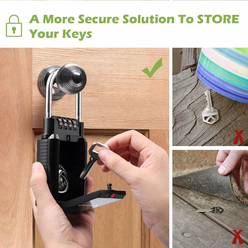Combination Lock Box Key Safe Storage Lock Box 4-Digit Combination Lock Waterproof for Indoor Outdoor