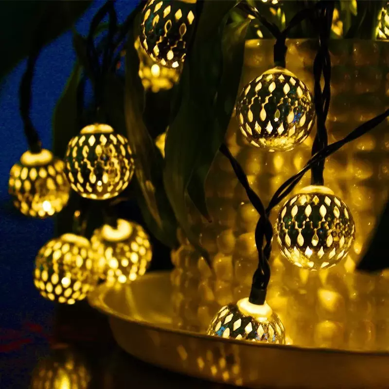 Гирлянда с марокканскими шарами, 12/7 м, 100/50 лампочек, волшебный Глобус, водонепроницаемый фонарь, декоративное освещение для дома и сада