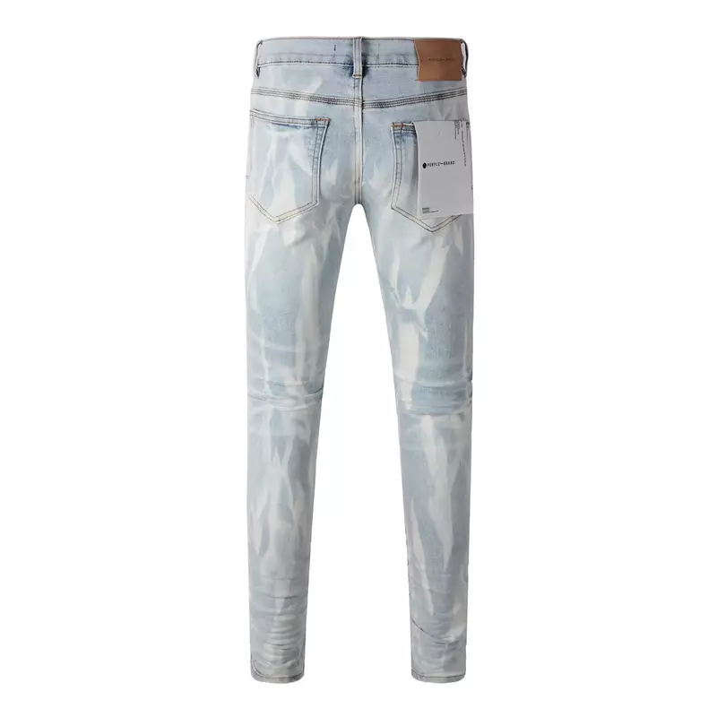 Paars Merk Jeans Mode Hoge Kwaliteit High Street Slim Tie-Dye Wassen Persoonlijkheidsreparatie Low Raise Skinny Denim Broek