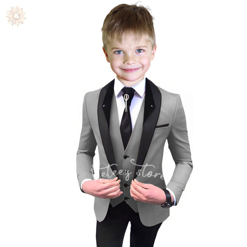 UETEEY-Conjunto de esmoquin para niño, traje Formal ajustado para boda, traje de 3 piezas