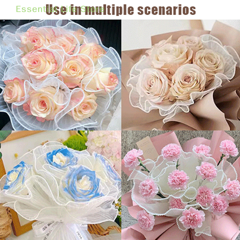 28cmx1M Flower Wrapping Paper Wave Yarn Florist Bouquet Packaging Lace Mesh Florist Bouquet Gift Packaging Supplies