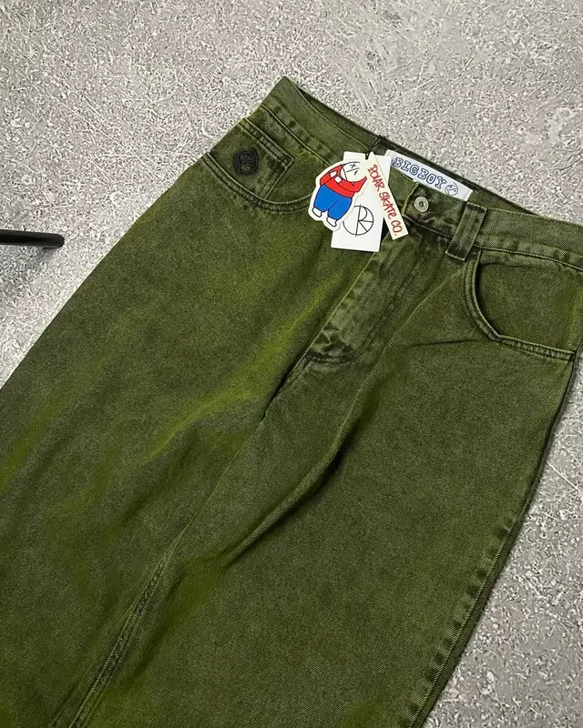 Amerykańska moda Vintage workowate dżinsy dla mężczyzn z Trend hip-hopowy ulicznego Harajuku z szerokimi nogawkami 2024 nowe zdobienie dżinsów Unisex