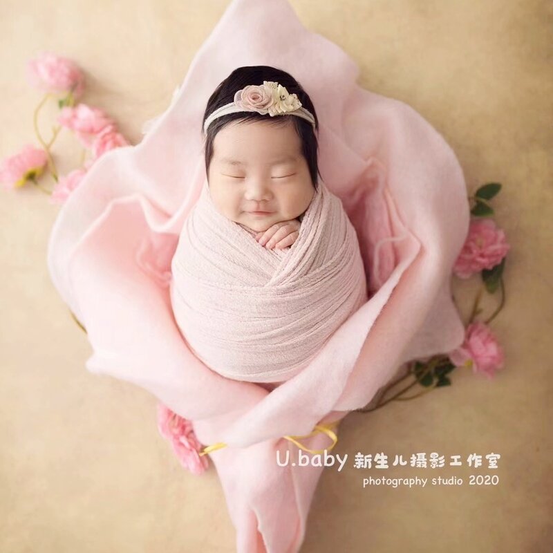 Strati di feltro di lana puntelli per fotografia neonato fascia per bambini avvolgente per tiro a segno neonato in posa a strati accessori per la fotografia del bambino