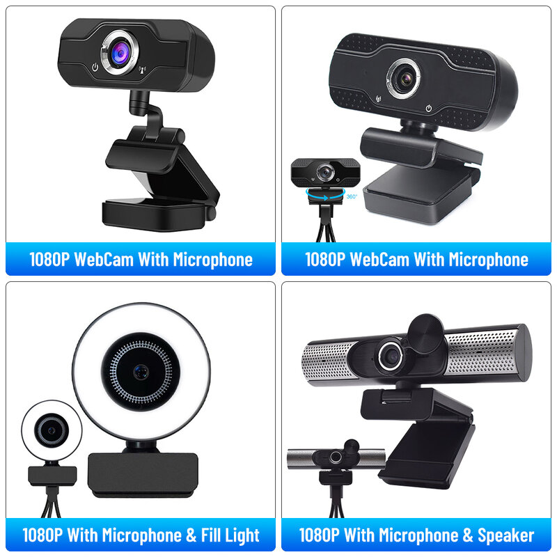Webcam full HD 1080p web cam với micrô để phát sóng trực tiếp cuộc gọi video hội nghị công việc máy ảnh máy tính mini máy tính xách tay mini