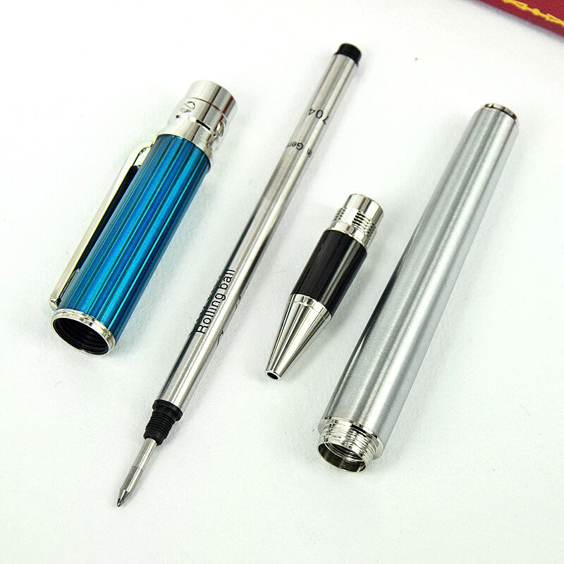 Bolígrafo de Metal con textura azul MSS Santos de CT, bolígrafo de calidad con número de serie, escritura suave, papelería de lujo