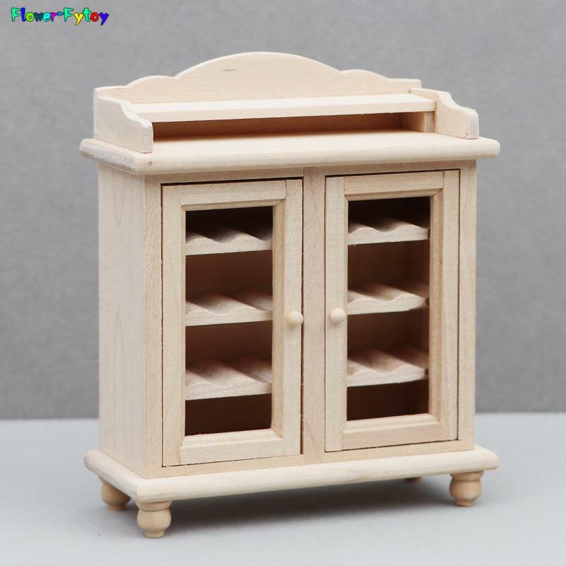 1pc 1:12 Dollhouse Solid Color Wine Cabinet Miniature Simulation Display Cabinet Dollhouse Furniture Decoration Scene Toys