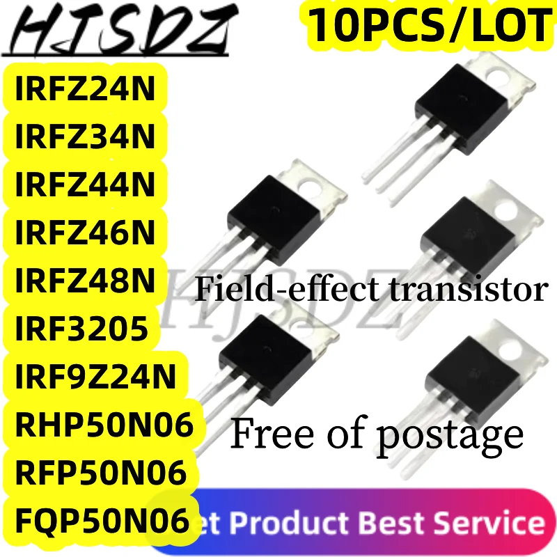 Transistor IRFZ44 IRFZ44NPBF 3205 MOSFT 55V 4l'autorisation IRFZ48N IRFZ24N IRFZ46N IRFZ34N FQP50N06 RGardens 50N06 FRP50N06 TO-220, 10 pièces