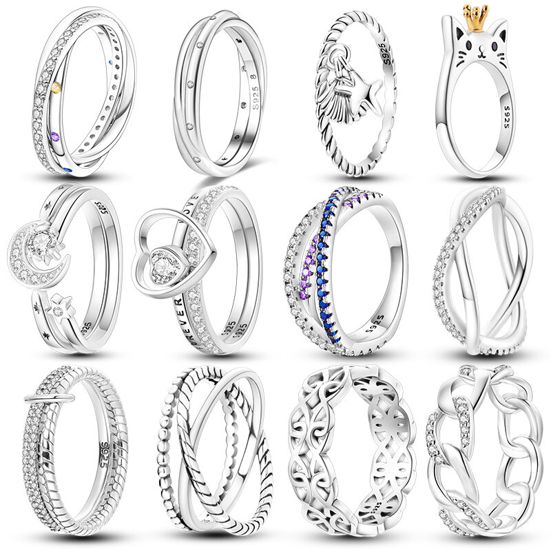 925 Anéis de Serpente Torcida de Prata para Mulheres, Anéis Empilháveis, Jóias de Luxo, Ouro Rosa, Noivado, 100% Prata, Atacado