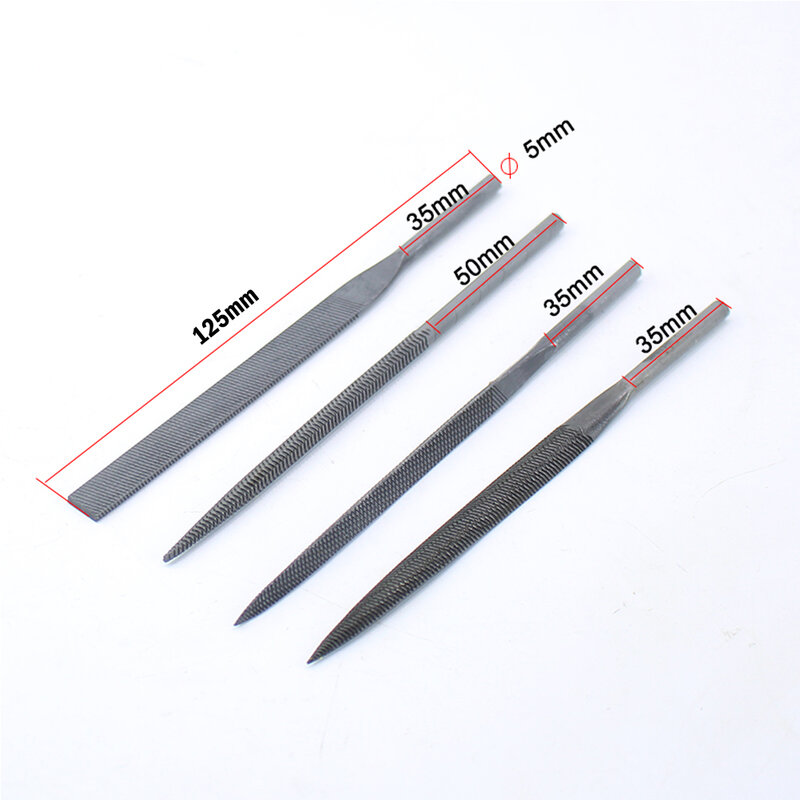 4pcs 140mm Pneumatic File Blades Small File Flat/Half Round/Triangle/Round File For AF-5 AF-10 Pneumatic Tool