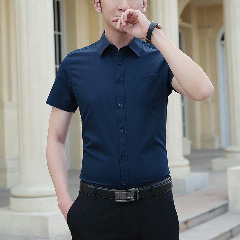Męskie koszule koreańska moda męska Slim Fit z krótkim rękawem męska casualowa koszula hawajska azjatycka rozmiar 5XL