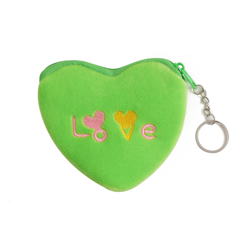 Monedero de felpa con forma de corazón para mujer y niña, Mini bolsa de almacenamiento de joyería para llaves, bolsa de viaje Kawaii, novedad