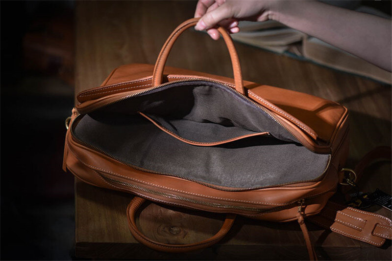 Moda vintage in vera pelle da uomo valigetta da donna business casual lusso naturale vera pelle bovina borsa da lavoro messenger bag