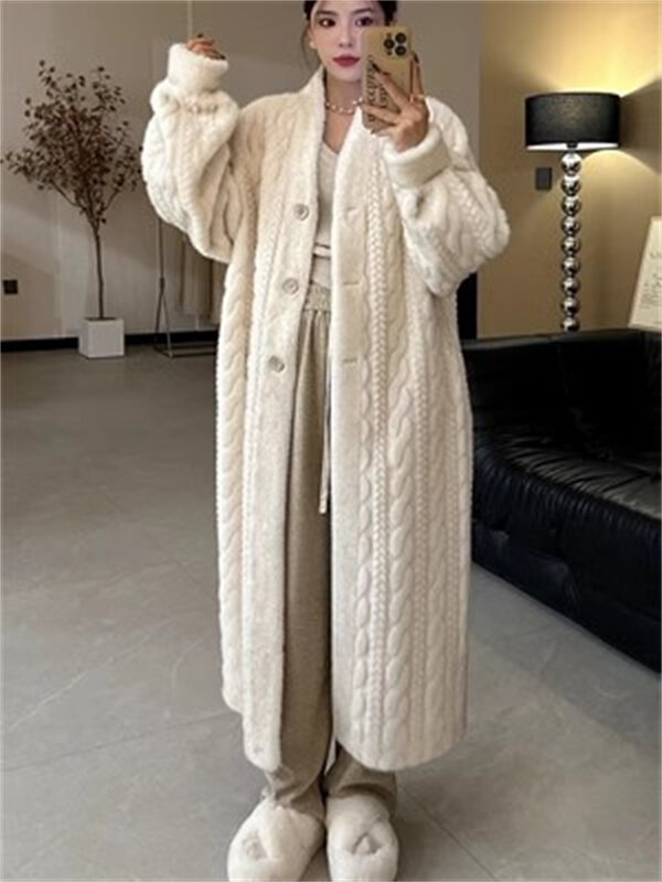 Abrigo grueso de piel sintética para mujer, abrigo cálido de visón de manga larga con una hilera de botones, novedad de invierno, 2023