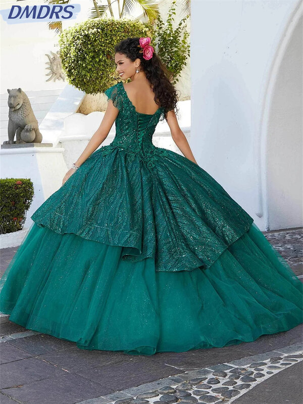 Gaun Prom A-Line lengan pendek berkilau gaun malam berpayet klasik 2024 gaun panjang lantai anggun gaun pengantin