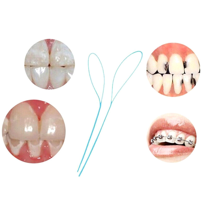 Linha de Tração Dental Floss Threader Steel, Oral para Crown Brace Bridge, Implant Hoop, Threading Braces, 100pcs