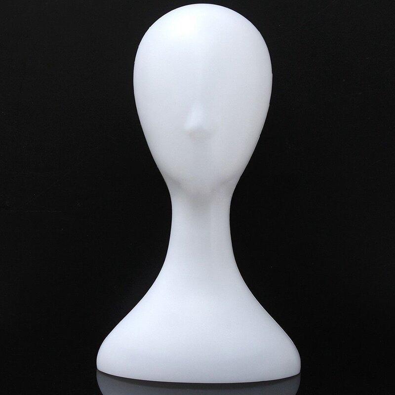 Lady alta peruca plástica cabeça, modelo feminino cabeça, branco e preto, 2 pcs