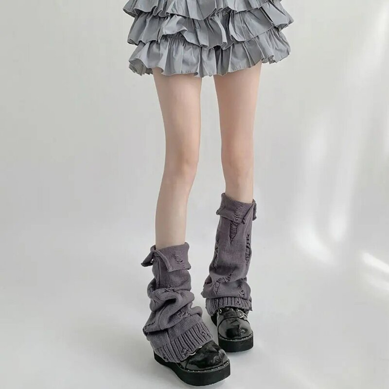 Rozciągliwa, dzianinowa ocieplacz na nogi skarpetki New Girls japońskie pokrowiec na buty JK jednolity Lolita Y2K ocieplacze skarpety