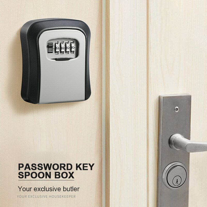 Настенное крепление для хранения ключей Секретный ящик Организатор 4 цифры Комбинация пароля Код безопасности Блокировка без ключа Домашний ключ Сейф Caja Fuerte