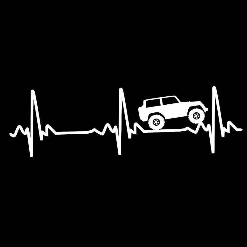 .Car Stickers Decor Motorcycle Decals  Heart Beat EKG for Jeep Wrangler Decorative Accessories Creative Waterproof PVC.20cmx9cm