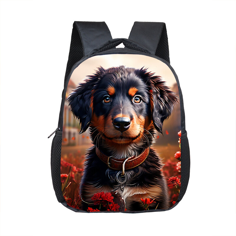 Ransel anjing lucu tas sekolah Basset Hound / Golden Retriever/hitam labrador untuk anak-anak tas buku Daypack anak laki-laki Perempuan 12 inci