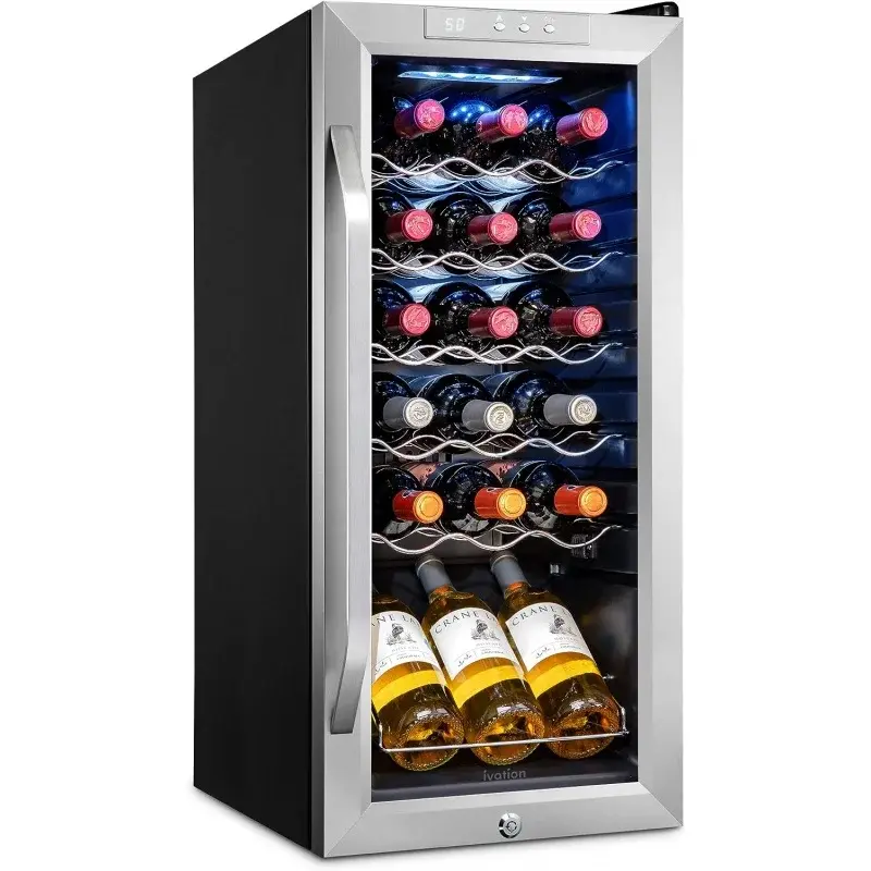 Ivation 18 flaschen kompressor wein kühler kühlschrank mit schloss | großer freistehender weinkeller für rot, weiß, champagner oder funken