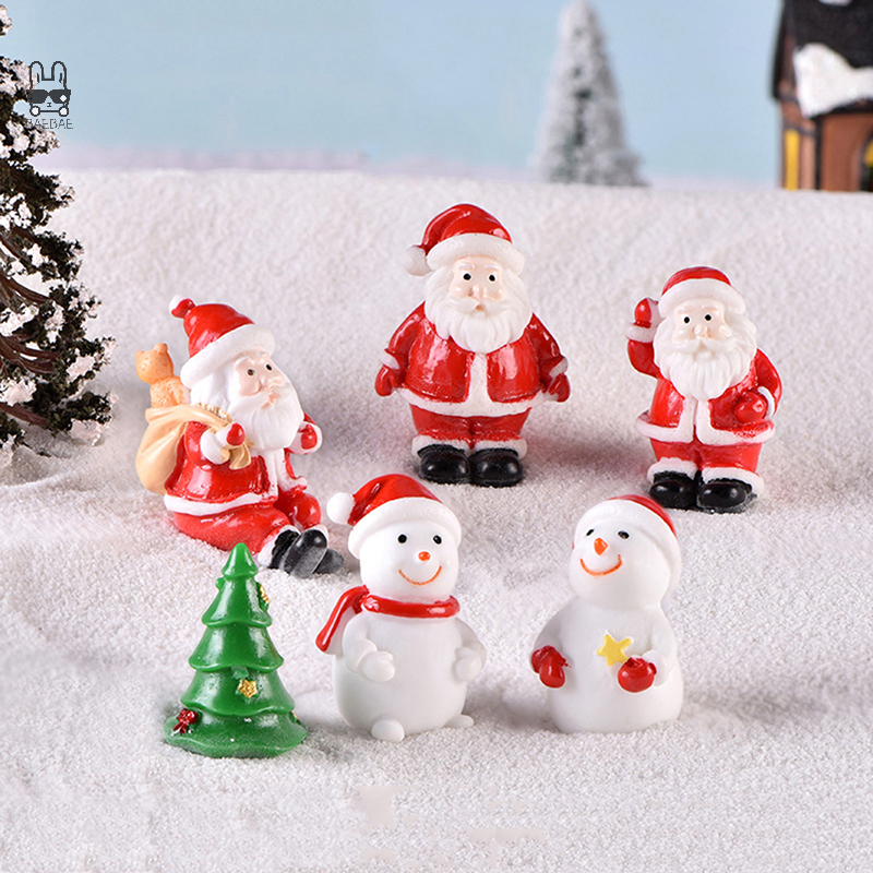 1Pc Santa Claus Sneeuwpop Micro Landschapsornamenten Voor Huisdecoratie Kerstcadeau Beeldjes Miniatuur Kerst Decor