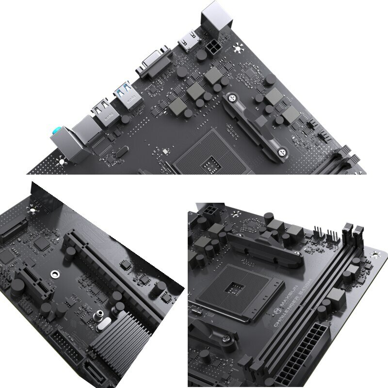 MAXSUN carte mère AMD B450M double canal DDR4 mémoire AM4 APU carte mère M.2 NVME (prend en charge Ryzen 4500 5600 5600G CPU)