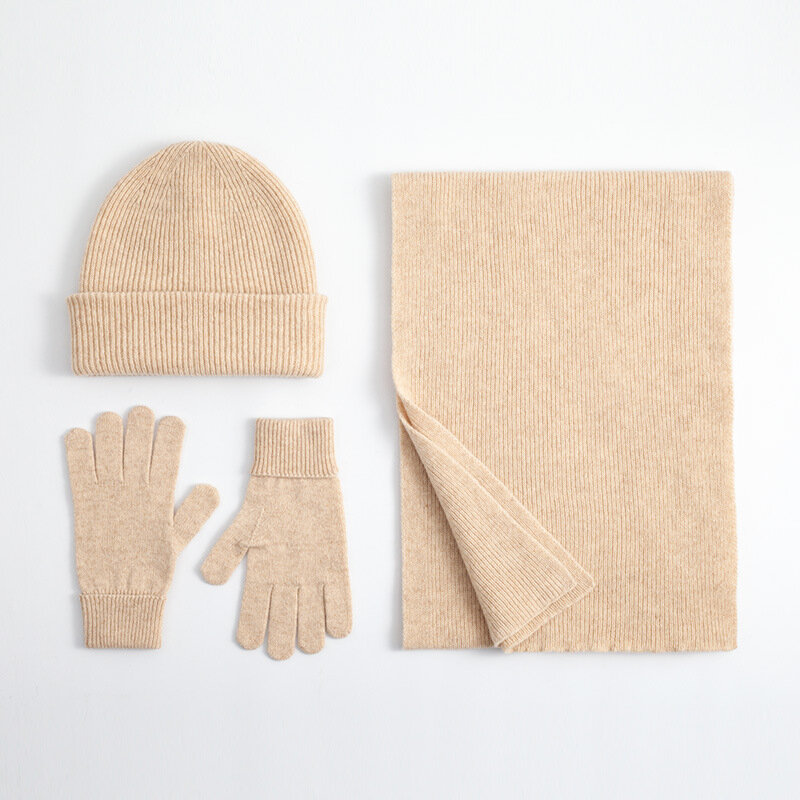 Frauen Hut Schal Handschuhe Set Winter Wolle Strick Mütze warmen Herbst Ski Accessoire für Outdoor-Luxus