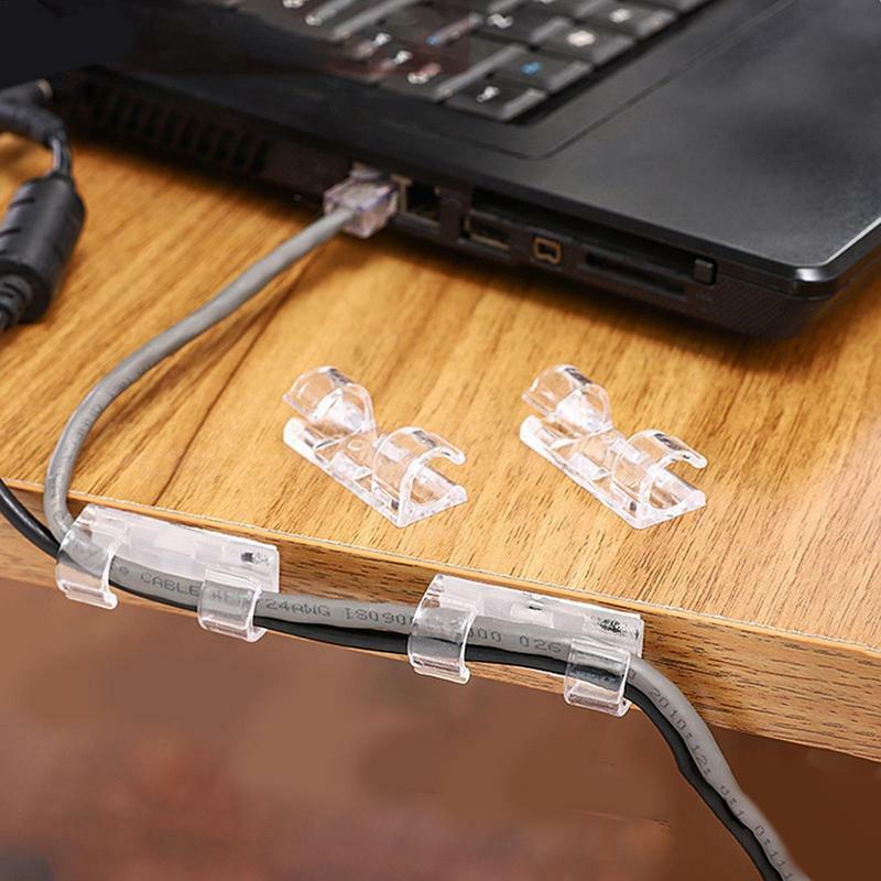 Klip kawat untuk kabel 20 buah penata kabel lengket manajemen kabel Desktop kawat organisasi untuk kabel USB kabel Ethernet