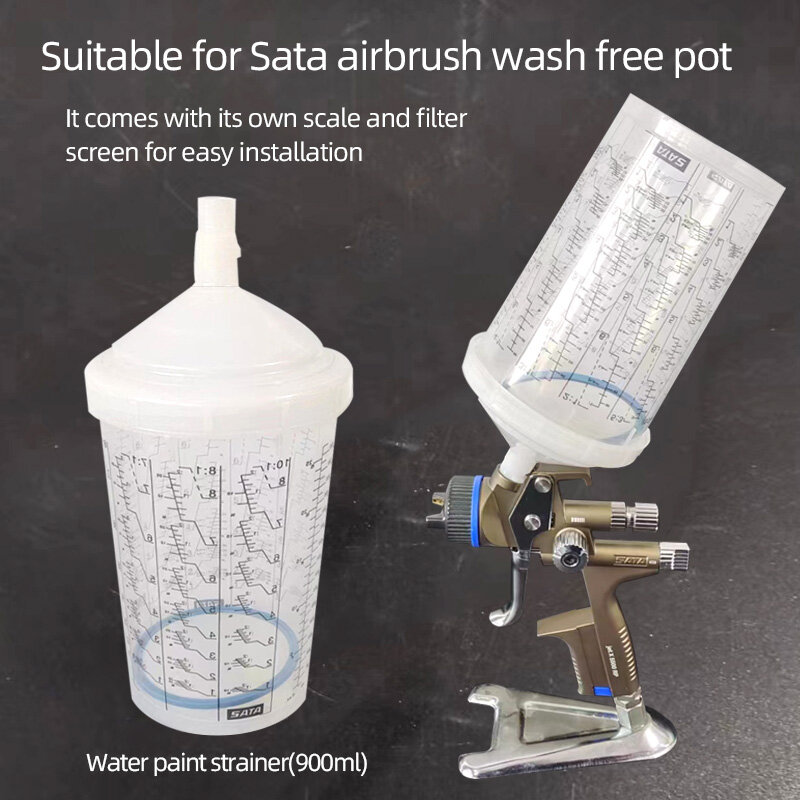0.9L Alemão SATA Wash Free Spray Gun Pot Descartável Plástico Superior Pot Pintura Do Carro Pode Acessórios