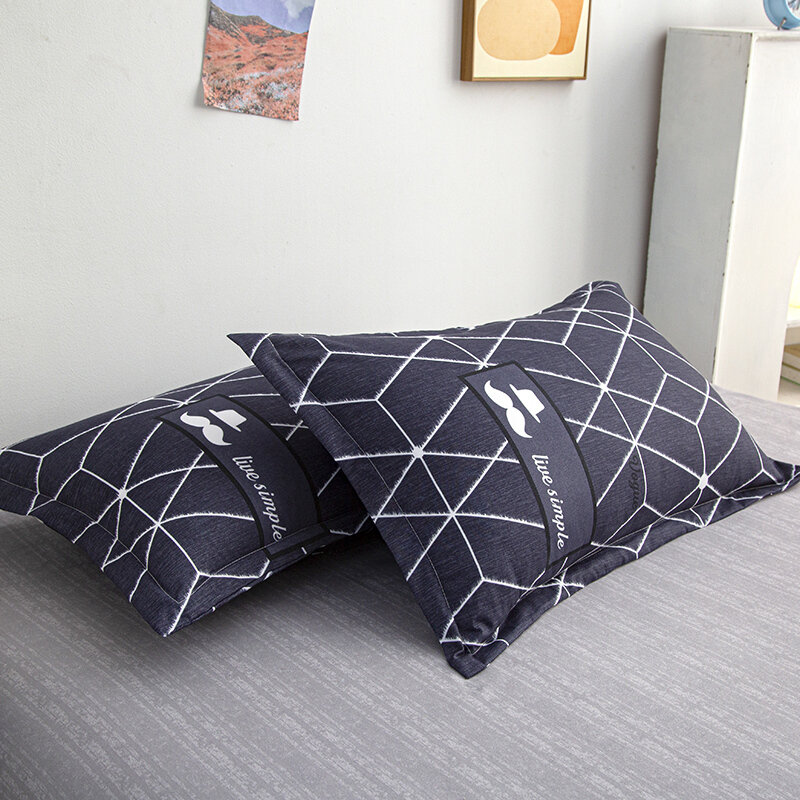 Sarung bantal persegi panjang pola geometris kotak-kotak sederhana 2 buah 48x74cm sarung bantal untuk kamar tidur dewasa sarung bantal untuk tempat tidur