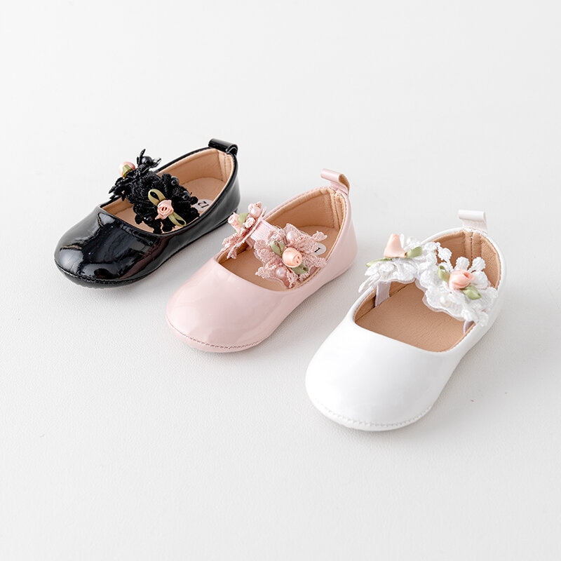 Высококачественная декоративная Цветочная обувь из искусственной кожи на плоской подошве, обувь для первых шагов, обувь для маленьких девочек, вечеринок, фестивалей, детских праздников, обувь принцессы
