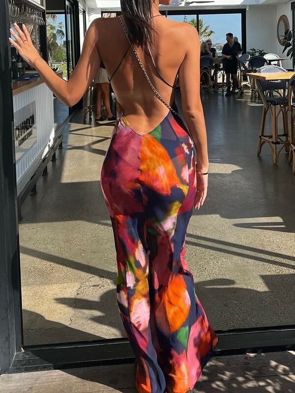 JULISSA MO-vestido de gasa con estampado Floral para verano, traje Sexy de encaje con Espalda descubierta, transparente, para fiesta en la playa, 2023