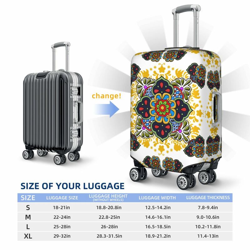 Чехол для чемодана с мексиканскими цветами Талавера, эластичные Чехлы для чемоданов с художественной Народной керамической плитой, Защитные чехлы для 18-32 дюймов