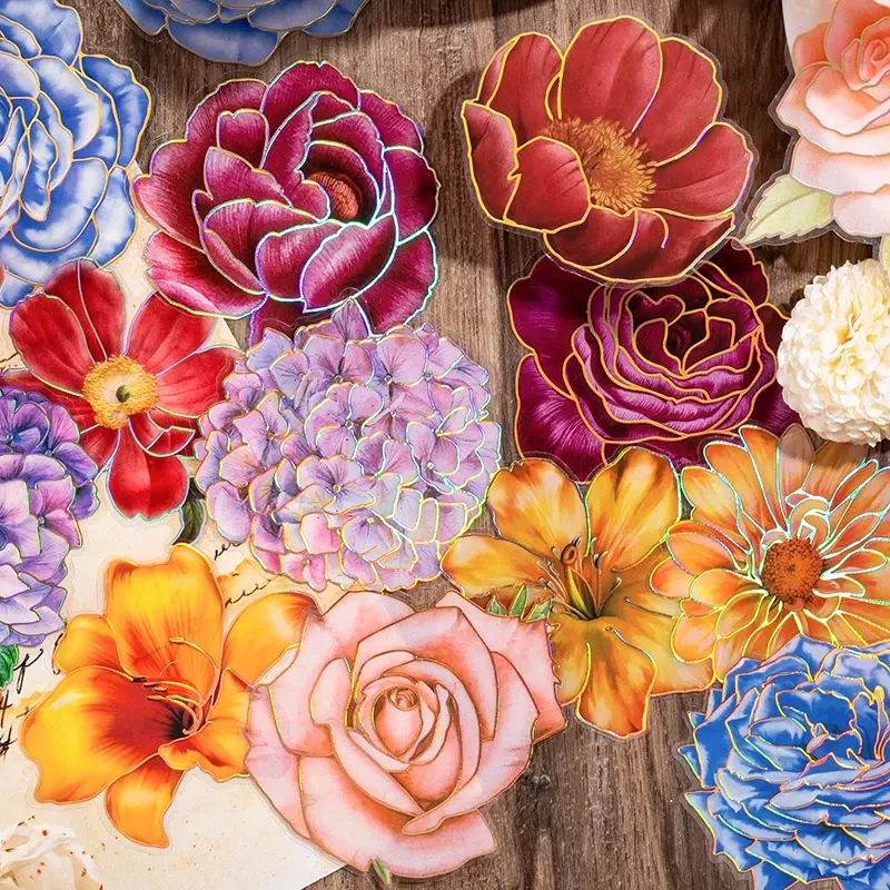 10 stücke Vintage Pflanze Aufkleber große Blume frische kreative Blumen Rosen Hand Konto Dekoration Briefpapier