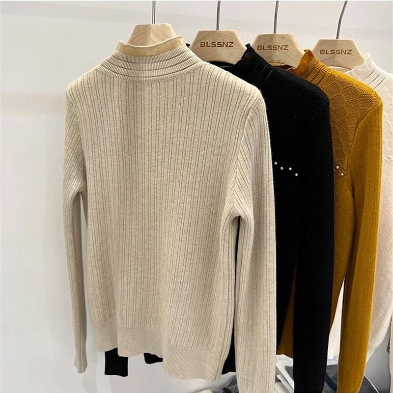 女性用カシミヤセーター,厚手のフリースセーター,暖かいサーマルセーター,秋と冬,2023
