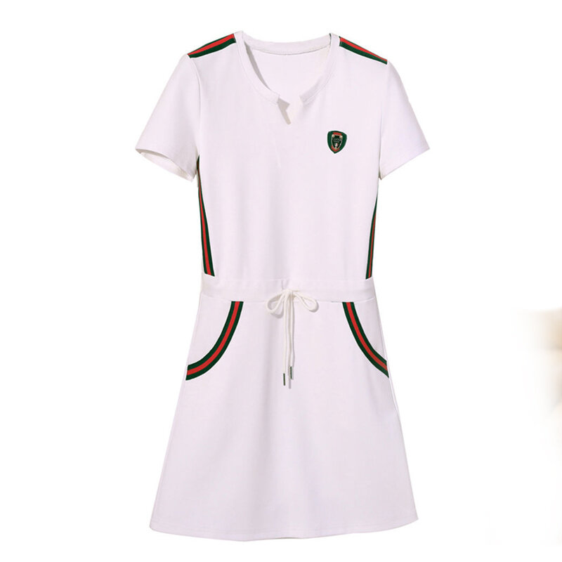 Vestido blanco de manga corta con cuello en V para mujer, ropa elegante, informal, Color sólido, cómoda, recta, holgada, 2022