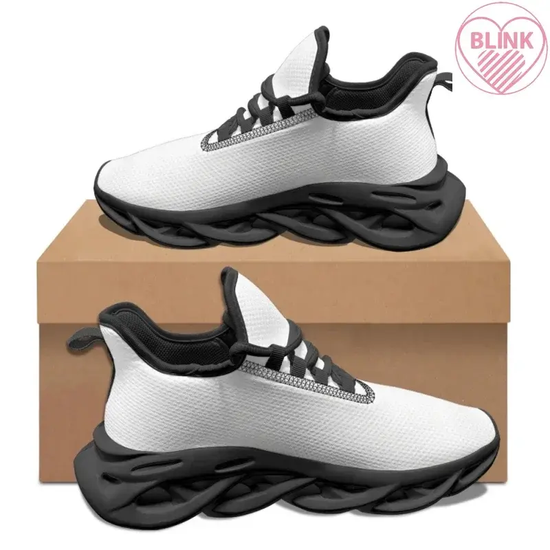 Sepatu kets lari kasual untuk pria dan wanita, sepatu Sneakers olahraga lari Gym pria 3D motif Logo kustom desain gratis DIY