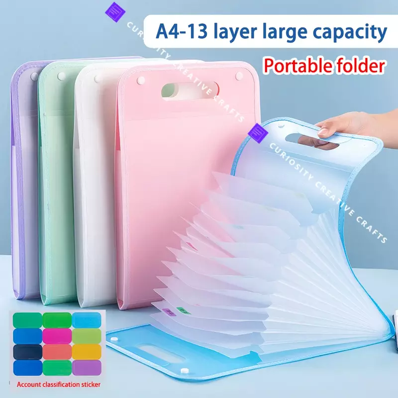 Portable A4 File Folders Large Capacity Document Organizer Student School Office Letter Size Storage Stationery Kawaii INTJ Gift
