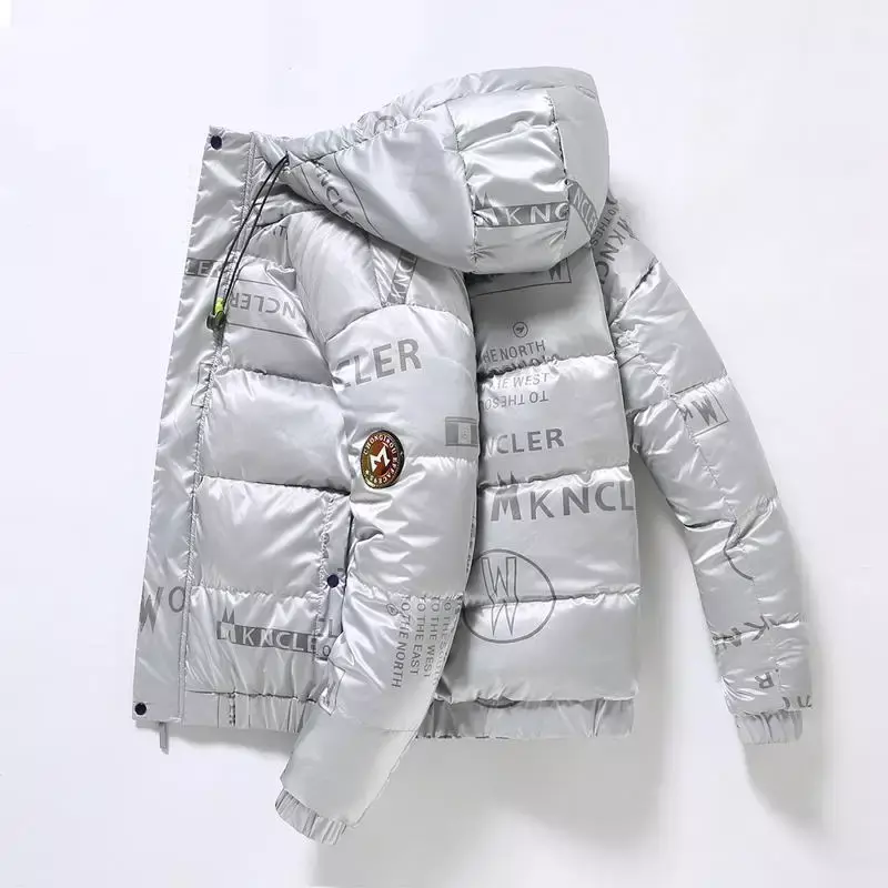 Moda męska zimowa biała kurtka puchowa wersja koreańska Trend pogrubienie krótka błyszcząca kurtka płaszcz Casual parki płaszcz