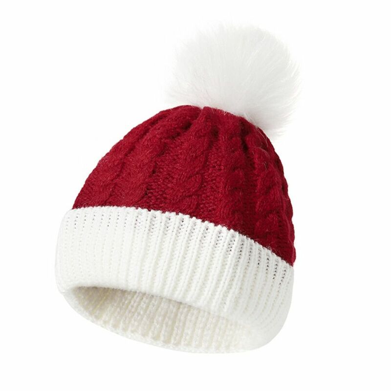 Kids' Ear Protection Knitted Hat Set, Gorros macios quentes, Windproof Pompon Cap, luvas de inverno para meninos e meninas, 2pcs por conjunto
