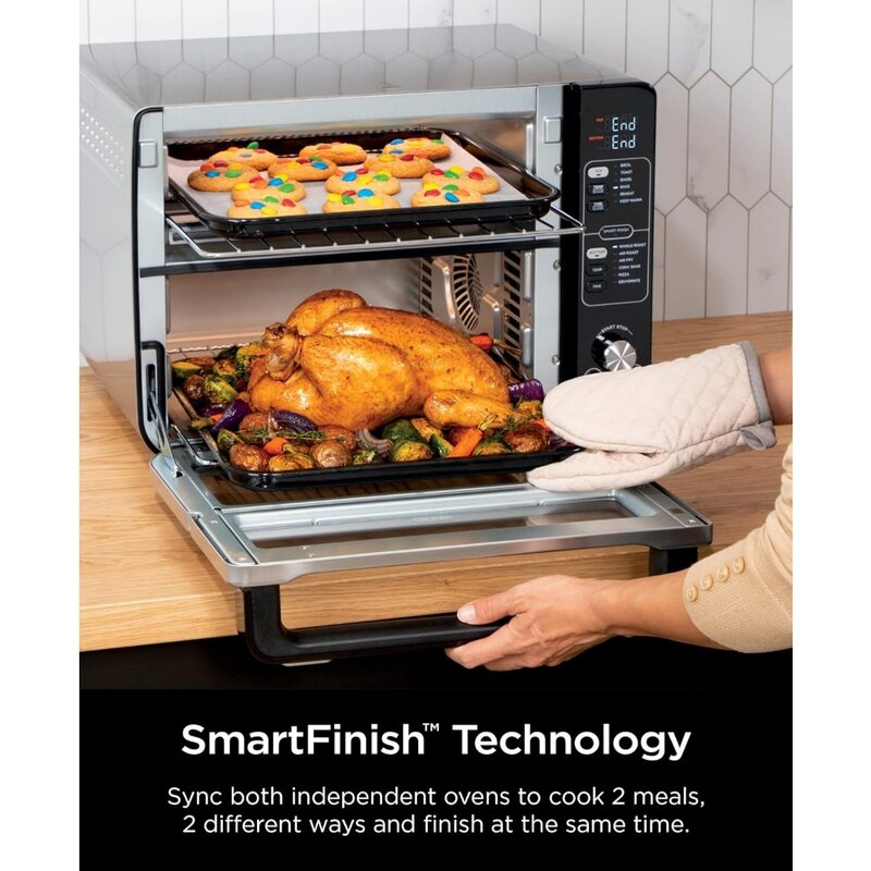 12-in-1 Smart Double Oven with FlexDoor, Thermometer, FlavorSeal, Smart Finish, Rapid Top Convection and Air Fry Bottom