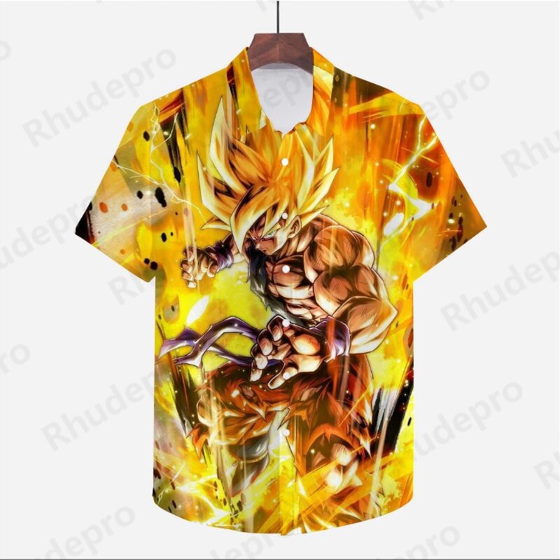 Рубашка Dragon Ball Z для мужчин, крутая Мужская рубашка, Мужская одежда, пляжный стиль, оригинальная 2024 блузка в стиле аниме, милая летняя Y2k