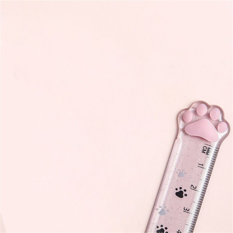 귀여운 고양이 발 플라스틱 스트레이트 눈금자 문구, 귀여운 재미있는 그림 선물, 한국 사무실 학교 측정 드로잉 학생 도구