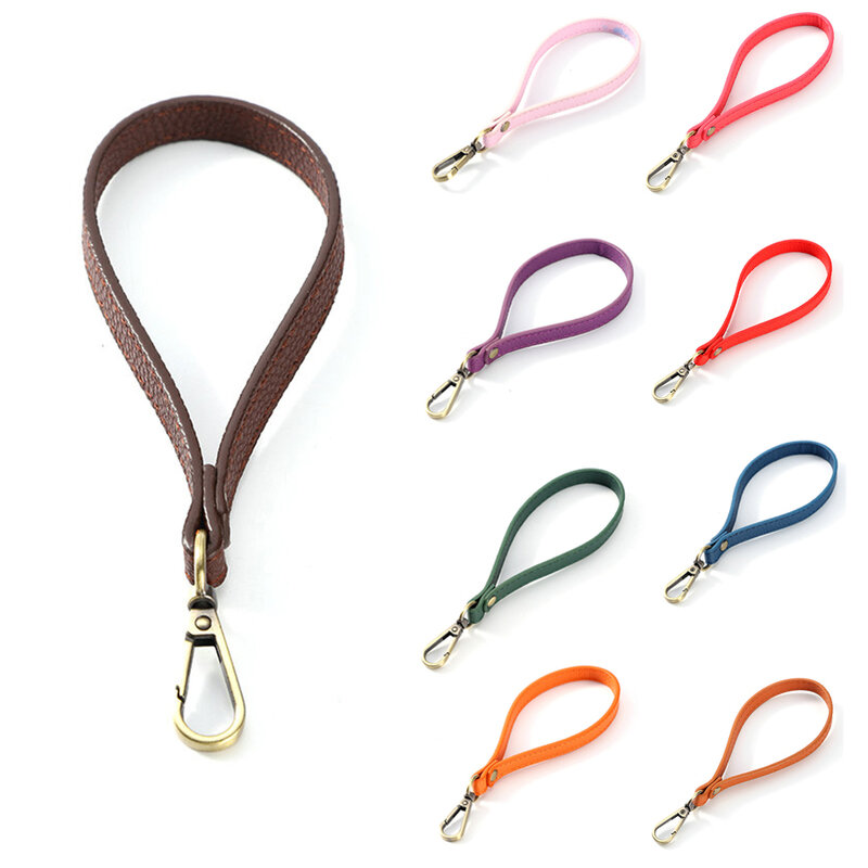 Tas pergelangan tangan PU buatan wanita, 20x1.2cm dompet sabuk pengganti warna Solid tali tas tangan