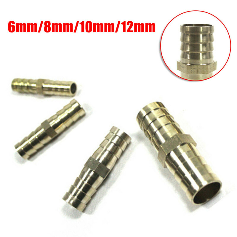 1x 6mm/8mm/10mm/12mm Barbed Brass Straight Connector Garden Irrigation Air Fuel Water Pipe Gas Tubing Aquarium Hose Fitting