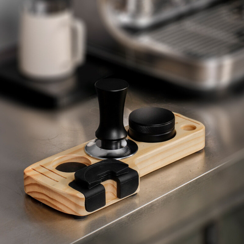 Tamping Mat Coffee Accessories Wooden Stand for Coffee Tamper Base Barista Cafe Accessories Tamp Station Holder Support Wood Bar
