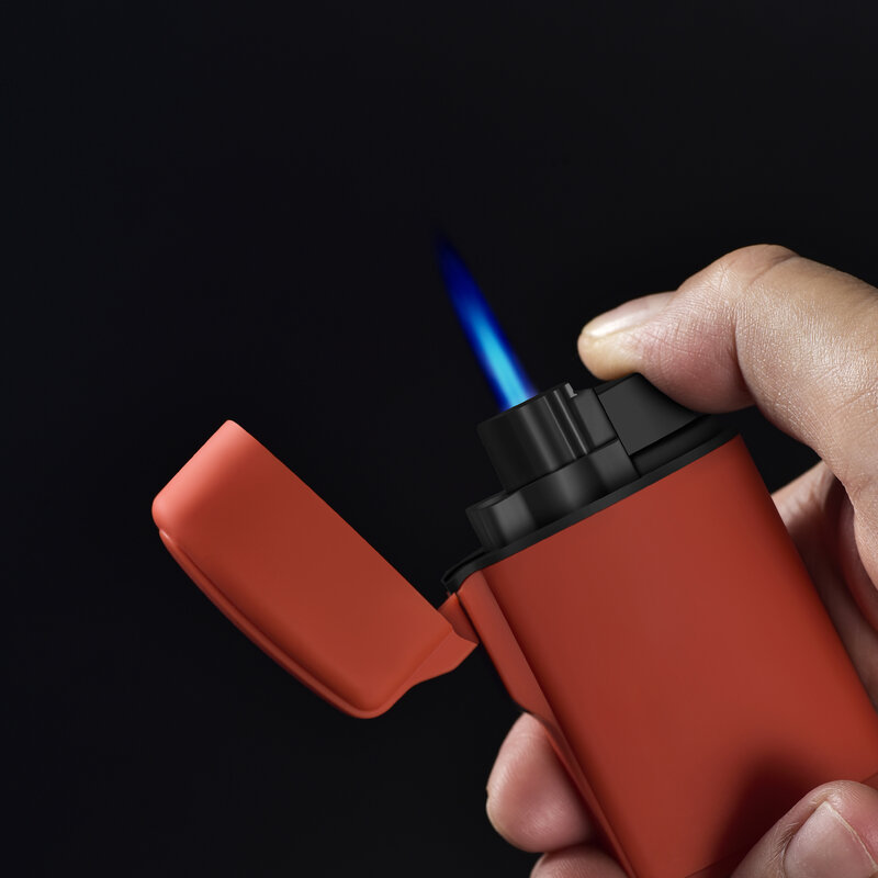 Mini encendedor de cigarros a prueba de viento, antorcha de chorro, recargable, llama azul, encendedor de Gas butano